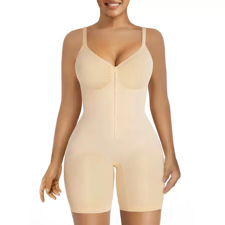 SHAPERX Zip-Up Tummy Control Bodysuit for Women, Breathable Mesh Shaping Shapewear