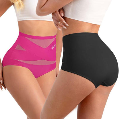 🌸✨Plus-Size High-Waist Cross Tummy Control Panties