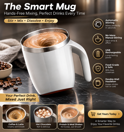 ☕Automatic Mixing Cup Electric Rotating Coffee Cup Stainless Steel Mug Milk Shake Rotating Magnetic Mug Water Cups