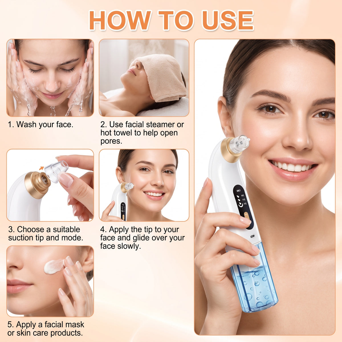 Electric facial cleanser · Lifting and firming · Deep pore cleansing