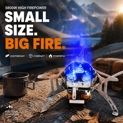 📢📢50% OFF !! ⏰Camping Gas Burner – 5800W, Piezo Ignition, Windproof 🔥