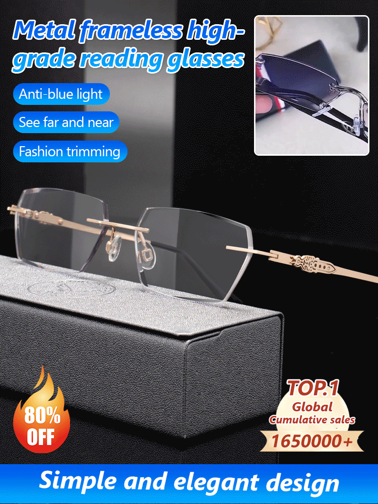 🎁 Father’s Day Special – Metal Frameless High‑Grade Reading Glasses 👓-h