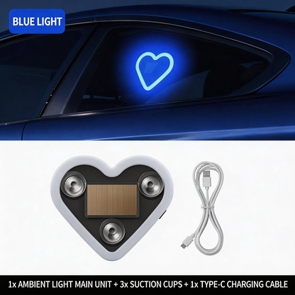 Car solar-powered triangular window heart-shaped ambient light