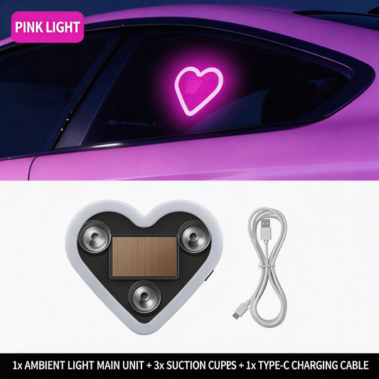 Car solar-powered triangular window heart-shaped ambient light