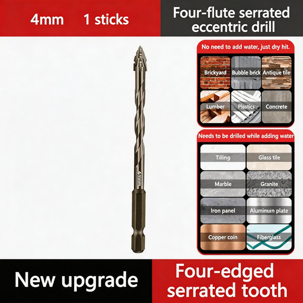 🔥2026 Hot Sale🔥High-Strength 4-Flute Serrated Eccentric Drill Bit Kit