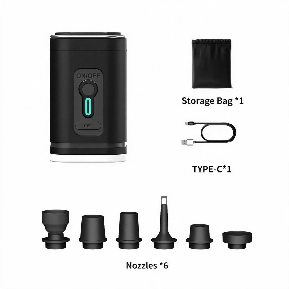 🏕️ Rechargeable Camping Air Pump – LED Light, Fast Inflation, Compact – Cash on Delivery 🔋