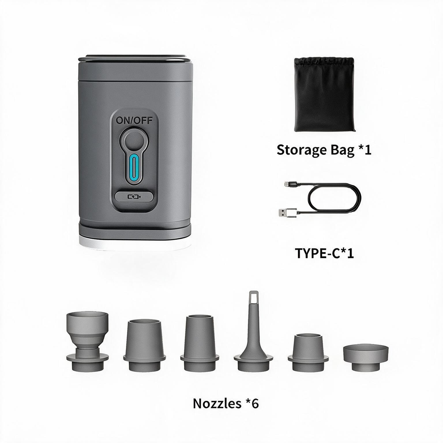 🏕️ Rechargeable Camping Air Pump – LED Light, Fast Inflation, Compact – Cash on Delivery 🔋