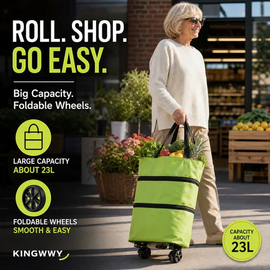 🔥 HOT SALE 🔥 2‑in‑1 Foldable Shopping Trolley – Heavy‑Duty Rolling Grocery Bag