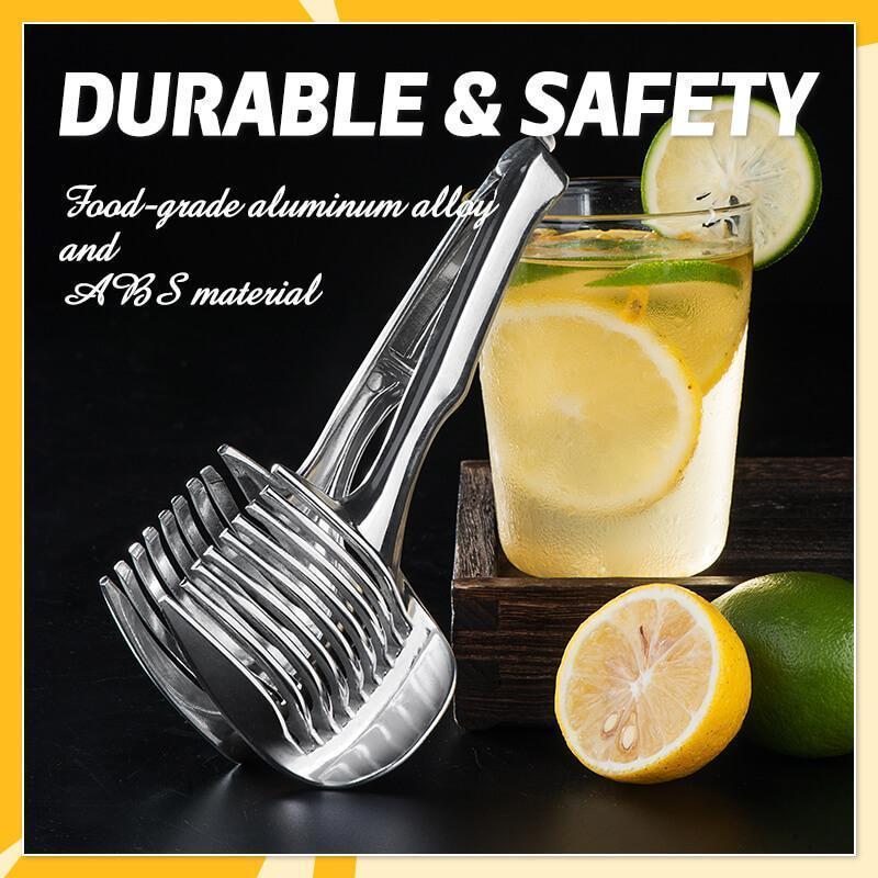 🎁BUY 1 GET 1 FREE🎁🍋 Creative Kitchen Slice Cutting Tool, Food‑Grade Aluminum Alloy Hand‑Held Slicer, Quick Slicing Holder for Lemon, Tomato, Onion & Soft Fruits Vegetables