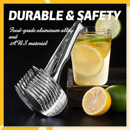 🎁BUY 1 GET 1 FREE🎁🍋 Creative Kitchen Slice Cutting Tool, Food‑Grade Aluminum Alloy Hand‑Held Slicer, Quick Slicing Holder for Lemon, Tomato, Onion & Soft Fruits Vegetables
