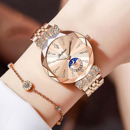 🎀Christmas gifts🎀Fashionable Diamond Moon Star Watch for Women