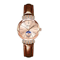 Rose Gold-Brown Leatherette Strap
