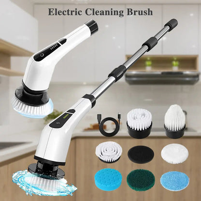 🔋 Electric Cleaning Brush – 7/9 Replaceable Heads & 2500mAh – Perfect for Bathroom, Kitchen & Tile – Waterproof & Effective 💧