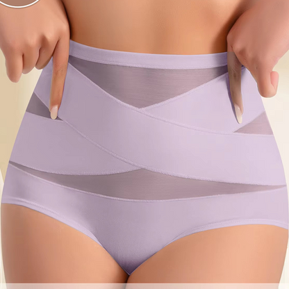 🌸✨Plus-Size High-Waist Cross Tummy Control Panties