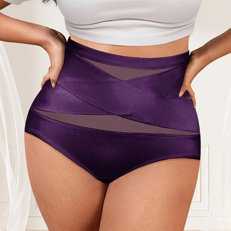 🌸✨Plus-Size High-Waist Cross Tummy Control Panties