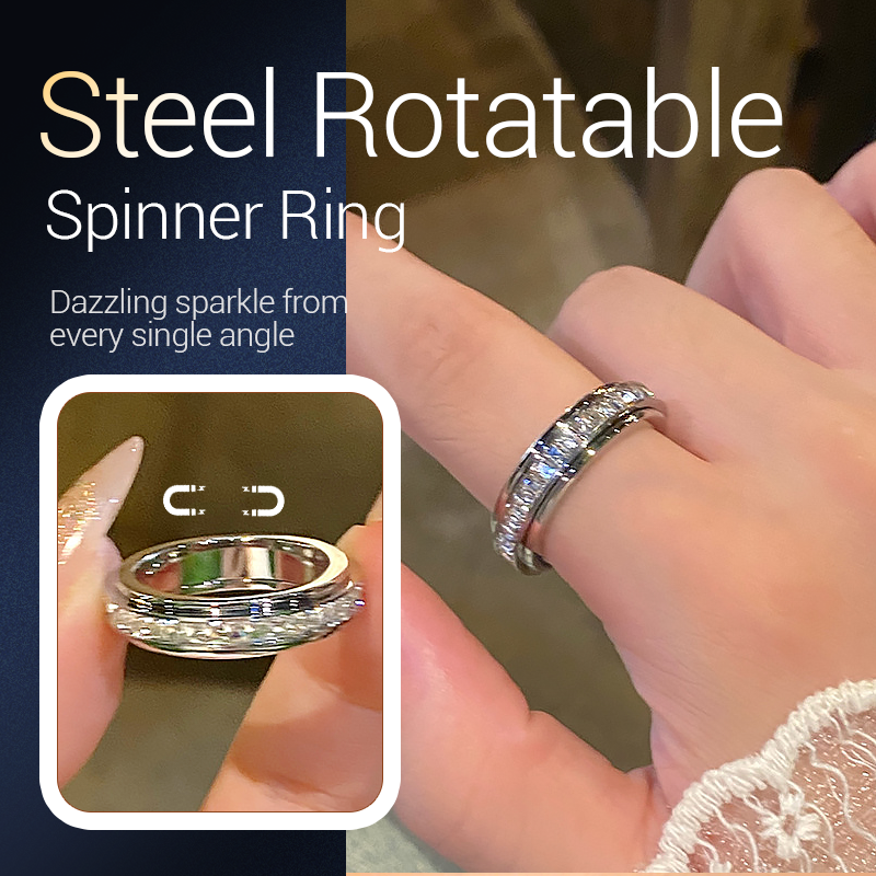 ⏳Christmas Time-Limited Special⏰Titanium Steel Rotatable Spinner Ring with Zirconia