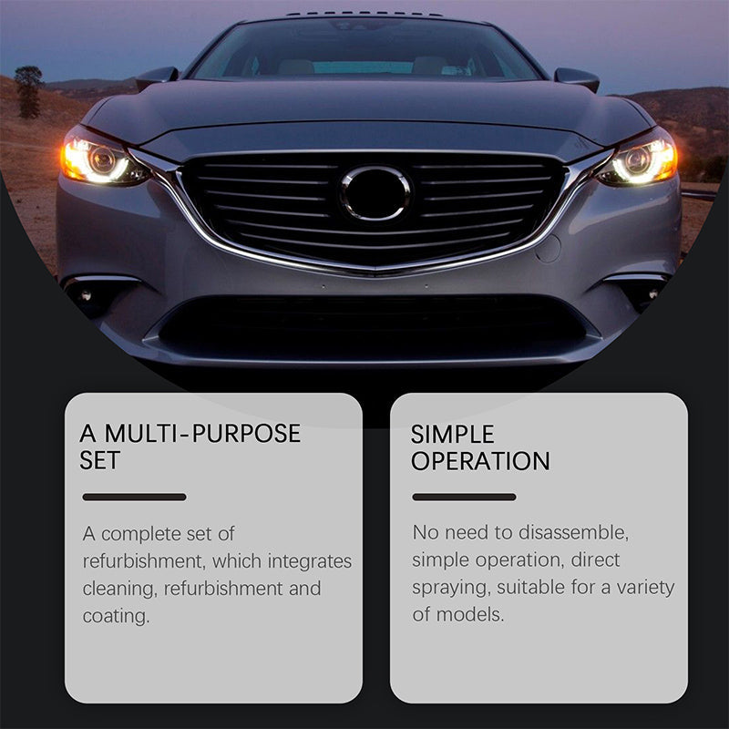 🚘LAST DAY SPECIAL PRICE! Car Headlight Restoration Kit, Anti-Yellowing Headlamp Refurbishment Spray with Protective Coating, Repair Foggy Oxidized Dull Headlights