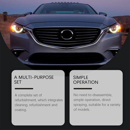 🚘LAST DAY SPECIAL PRICE! Car Headlight Restoration Kit, Anti-Yellowing Headlamp Refurbishment Spray with Protective Coating, Repair Foggy Oxidized Dull Headlights
