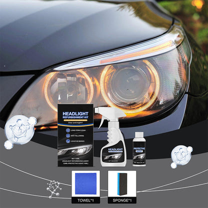 🚘LAST DAY SPECIAL PRICE! Car Headlight Restoration Kit, Anti-Yellowing Headlamp Refurbishment Spray with Protective Coating, Repair Foggy Oxidized Dull Headlights