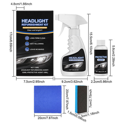 🚘LAST DAY SPECIAL PRICE! Car Headlight Restoration Kit, Anti-Yellowing Headlamp Refurbishment Spray with Protective Coating, Repair Foggy Oxidized Dull Headlights