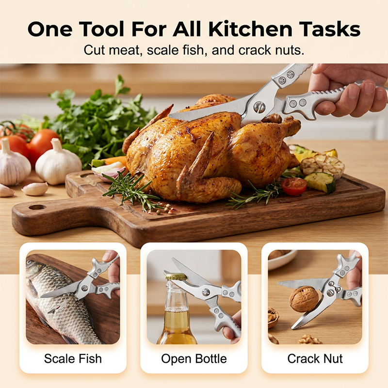 Heavy-Duty Multi-Functional Kitchen Shears – Cuts Like a Beast! 🔪💪