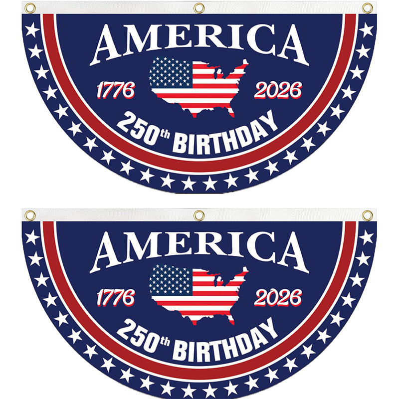 ✨ 50% OFF NOW! 🎉 250th Anniversary USA Fan Flag – Semi-Circle Design, Vibrant Print & Durable Polyester