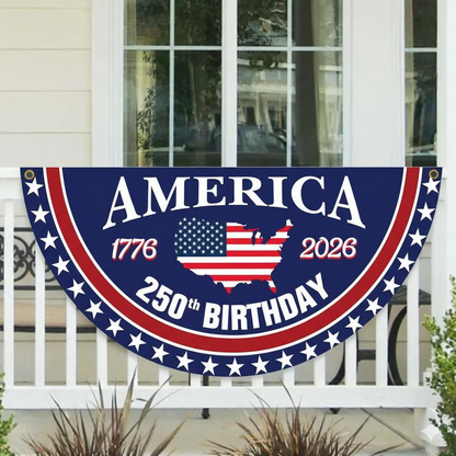 ✨ 50% OFF NOW! 🎉 250th Anniversary USA Fan Flag – Semi-Circle Design, Vibrant Print & Durable Polyester
