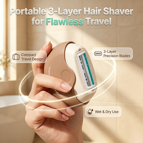 🥳2026 HOT SALE🥳💞50K+ SOLD!⏳✨Portable 3-Layer Hair Shaver with Rotating Cover