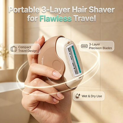 Portable 3-Layer Hair Shaver with Rotating Cover
