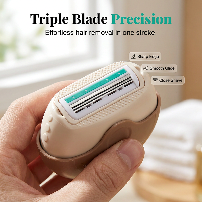 Portable 3-Layer Hair Shaver with Rotating Cover