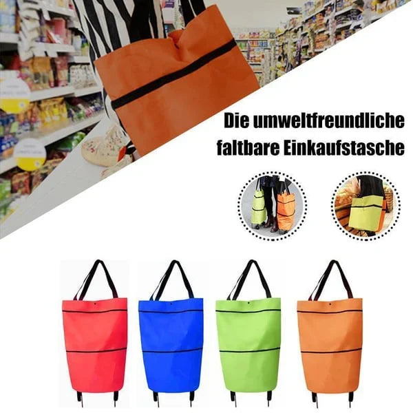 🔥 HOT SALE 🔥 2‑in‑1 Foldable Shopping Trolley – Heavy‑Duty Rolling Grocery Bag