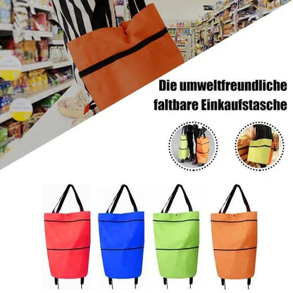 🔥 HOT SALE 🔥 2‑in‑1 Foldable Shopping Trolley – Heavy‑Duty Rolling Grocery Bag