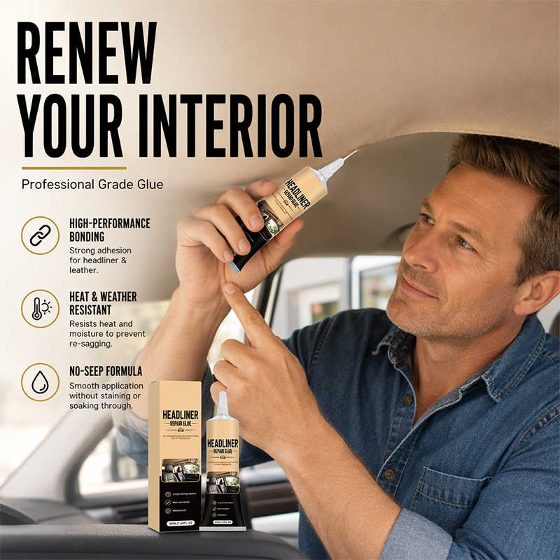 ⏳LAST DAY SALE!!🌟🎉49K+ Sold 🚗 Waterproof Car Headliner Repair Glue, High Strength Adhesive for Sagging Car Ceiling & Interior