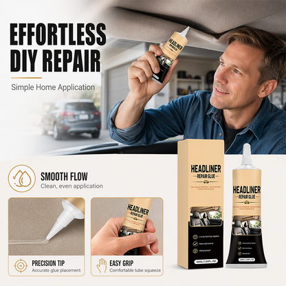 ⏳LAST DAY SALE!!🌟🎉49K+ Sold 🚗 Waterproof Car Headliner Repair Glue, High Strength Adhesive for Sagging Car Ceiling & Interior