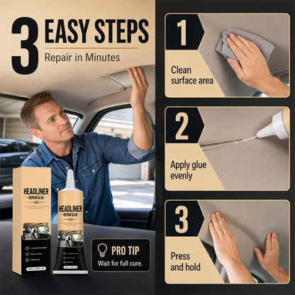 ⏳LAST DAY SALE!!🌟🎉49K+ Sold 🚗 Waterproof Car Headliner Repair Glue, High Strength Adhesive for Sagging Car Ceiling & Interior