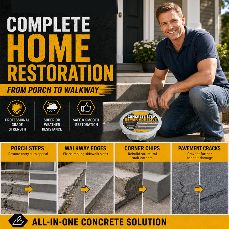 🥳Buy 3 Get 2 Free 🥳💞50K+ SOLD!🔧Concrete Step Repair Adhesive – Permanently bonds cracked stairs & walkways. Weatherproof – resists heat, ice & rain. Walk safely again! 🛡️✨