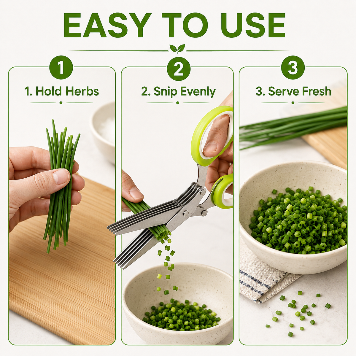 🌿🥬 5-Blade Herb Scissors – ✂️Fast Kitchen Chopper For Fresh Herbs & Seasonings