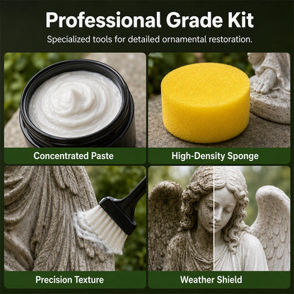🌿Garden Statue Renewal Cleaner Paste, Sculpture Restoration Cleaning Kit with Sponge, Remove Moss, Dirt & Stains for Stone, Resin & Metal Outdoor Ornaments