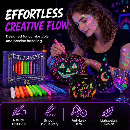 ✨✨✨ Glow Tattoo Pens – UV Neon Colors for Parties & Festivals, Waterproof & Easily Washable
