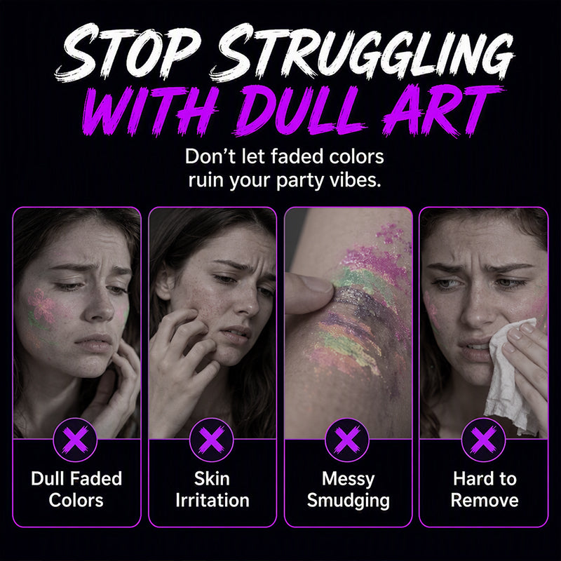 ✨✨✨ Glow Tattoo Pens – UV Neon Colors for Parties & Festivals, Waterproof & Easily Washable