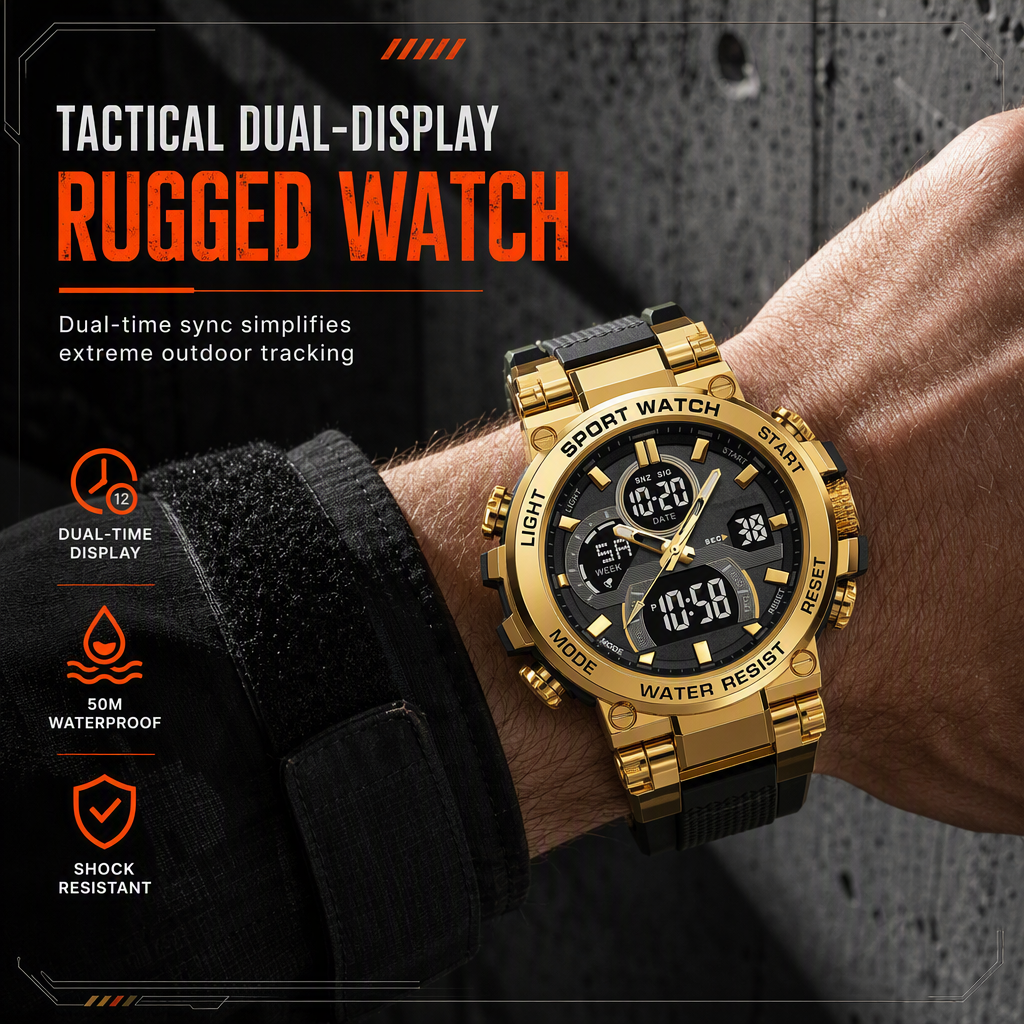 ⏳🔥LIMITED-TIME 55% OFF! ⏰Tactical Style 50M Waterproof Multifunctional Digital Sports Watch