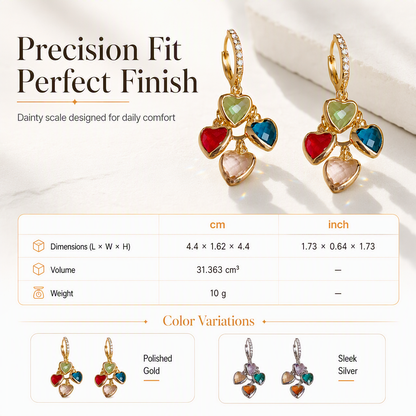 ⏳Time-Limited Special⏰Retro Colorful Heart Tassel Drop Earrings for Women Fashion Ear Buckle Jewelry❤️💚💙