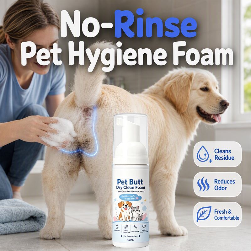 🏆 Last Day Special Price 🐾Buy 1 Get 1 Free🎁No-Rinse Pet Butt Dry Clean Foam, Pet Hygiene Foam for Dogs & Cats