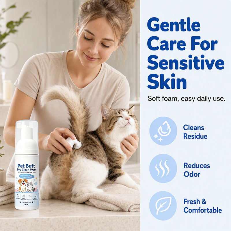 🏆 Last Day Special Price 🐾Buy 1 Get 1 Free🎁No-Rinse Pet Butt Dry Clean Foam, Pet Hygiene Foam for Dogs & Cats